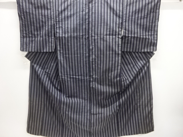 JAPANESE KIMONO / ANTIQUE KIMONO / SILK / TSUMUGI / WOVEN STRIPE